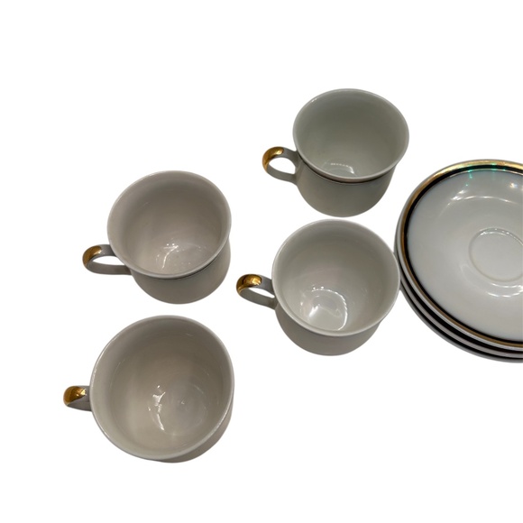 Fine white china expresso cups set of 4 cups w/ 3 saucers - Picture 3 of 7